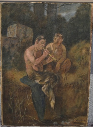 A. OBERLANDER (1845-1923) FAUNY DMUCHAJĄCE W FLETY