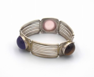 SREBRNA BRANSOLETKA- ART DECO, KWARC, AMETYST...
