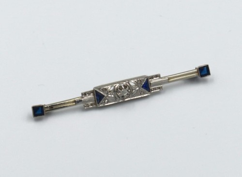 ART DECO - ZŁOTO PLATYNOWA BROSZA